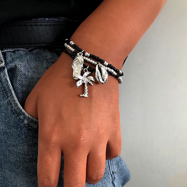 

bz0918 new beach wind alloy coconut shell rice bracelet beads jewelry, Silver