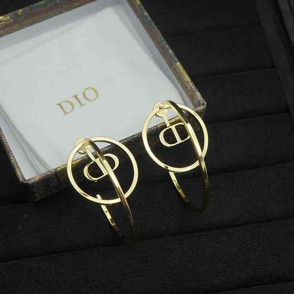 

fengdi exaggeration earrings fashion luxury designer jewelry d family female cd ring small net red live broadcast, Red;brown