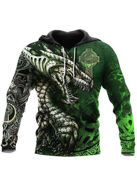 

2021 spring autumn fashion street trend men's armor seri viking myth cool printed 3d sweatert81m, Black