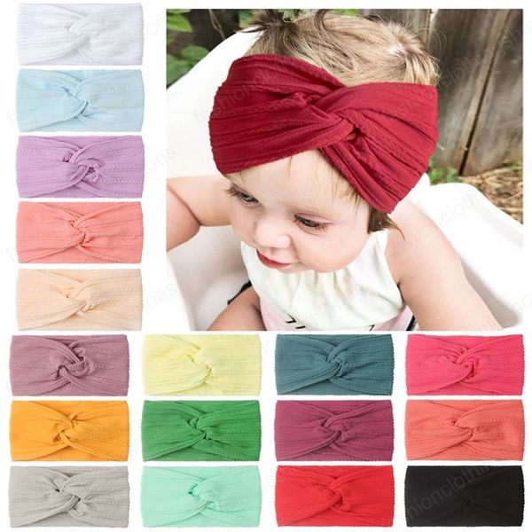 Cruz de moda Knotted Elastic Wide Hairband Toddler Color Sólido Listrado Nylon Headband Infantil Headwear Crianças Photography Adereços