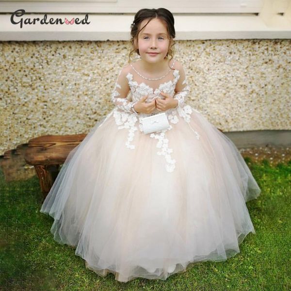 

girl's dresses gardenwed lace flower girl dress ivory tulle baby 2021 puffy princess birthday first communion gown, Red;yellow