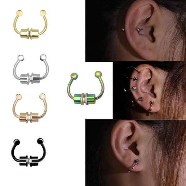 

puncture stainless steel magnetic false nose ring horseshoe ring ear clip nail titanium steel nose non perforated hoop