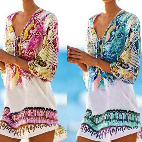 

women's swimwear 2021 chiffon beachwear trendy women swimsuit cover up bathing suits summer mini loose floral pareo ups dress, White;black