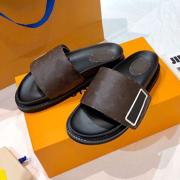 

designer fashion durable men women slipper sandals ladies summer wide flat flops size 34-44 dust bag with box, Black