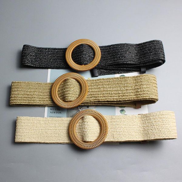 

belts women's belt, boho-style, braided, wooden, soft buckle, wide for women, summer and holiday, Black;brown