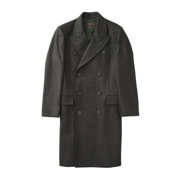 

solid black male jacket overcoat england style double-breasted v-sleeve long jacket casual fashion handsome men's woolen coat