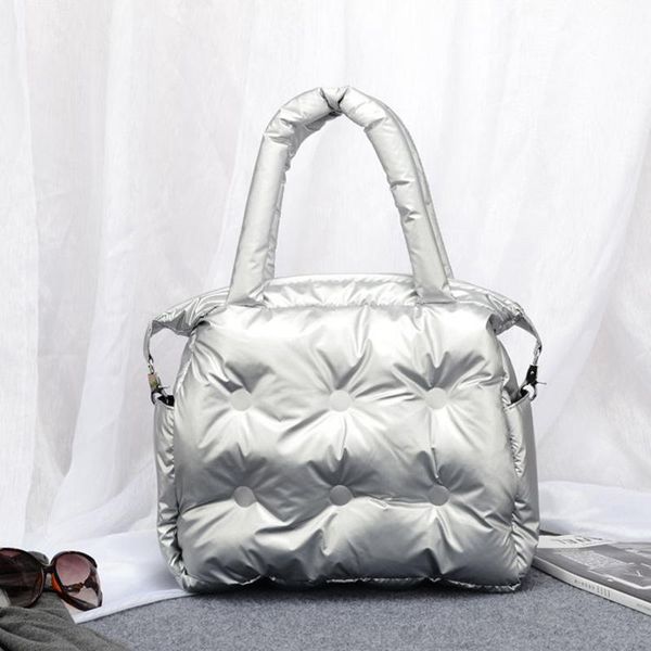 

evening bags luxury handbag women space pad cotton feather down bag autumn winter shoulder tote lady bucket crossbody messenger pack