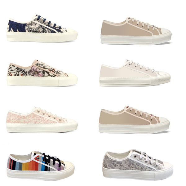 

women canvas walk'n sneaker multicolor oblique embroidery printing lace-up sneakers flat runner trainers women outdoor shoes eu40, Black