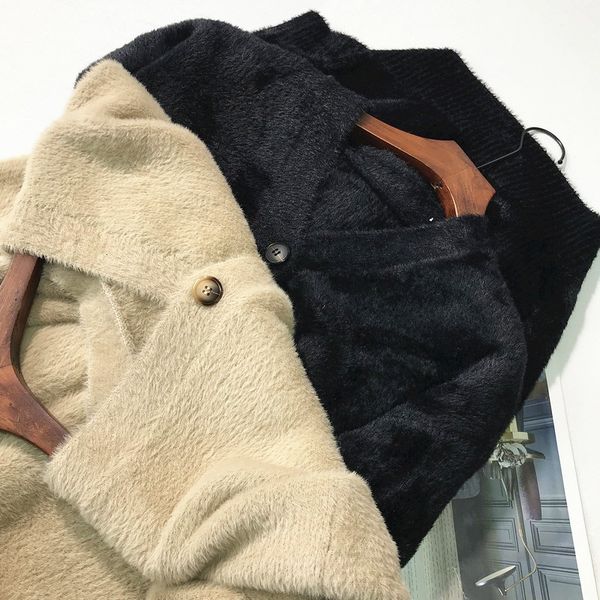

2021 plush fleece imitation mink jacket female autumn and winter new eona, Black;brown
