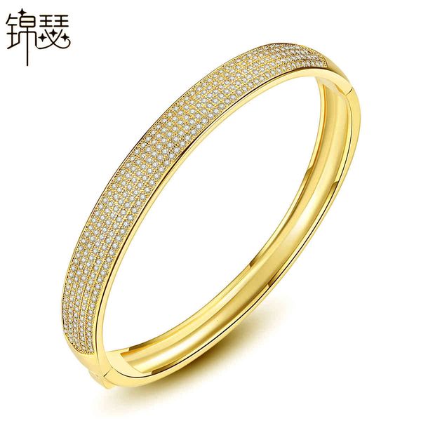 

bangles bracelet jinse jinghuashuiyue copper inlaid with aaa zircon simple multi row diamond women's hand decoration gift, Black