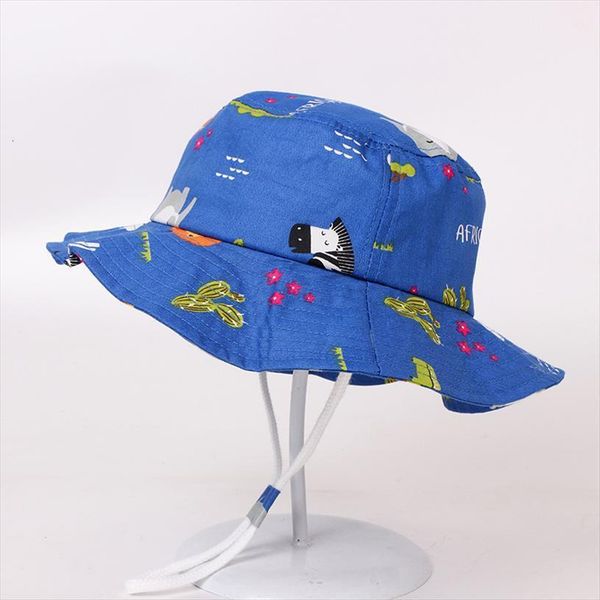 

childrens girl beach sun hat fashion cartoon print bucket hats boys cap spring summer outdoor sunshade caps, Blue;gray
