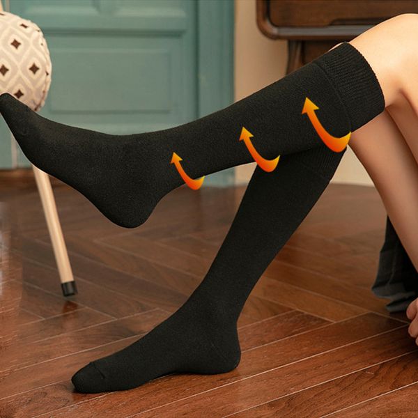 

autumn and children's cotton terry winter warm thickened leg pure color long tube pressure socks c0224, Black