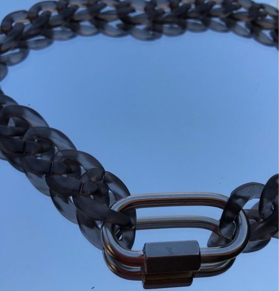 

necklaces pendants fishsheep acrylic black chain lock pendant for men women hip hop long buckle 2021 fashion jewelry, Silver
