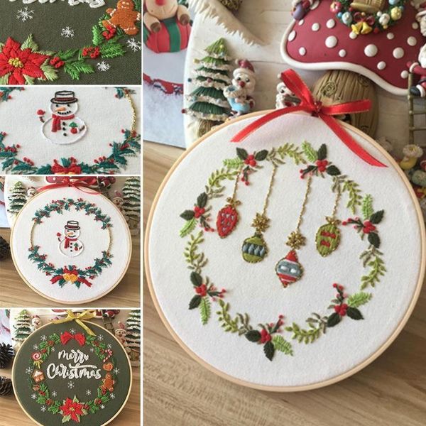 

other arts and crafts cross stitch kits embroidery needlework sets beginner xmas man christmas bells decor hoop with shed y6i3