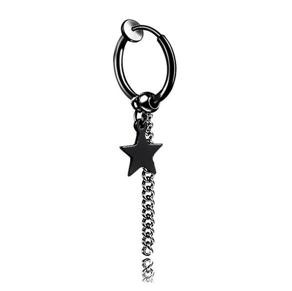 Coreano Titanium Steel Clipe Brinco Mens Trendy Mulheres Long Tassel Chain Brincos Piercing Anéis Ear Anéis Jóias