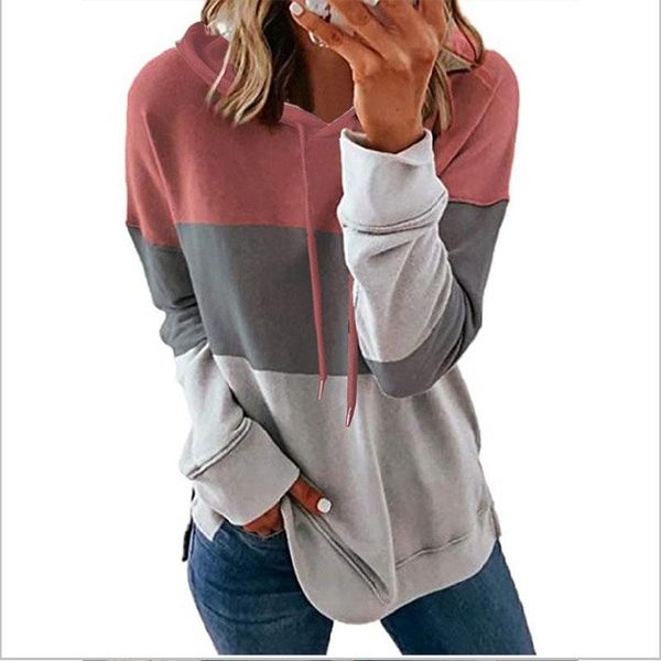 

color matching drawstring hoodies women oversized crewneck sweatshirt loose vintage harajuku long sleeve fashion clothes spring, Black