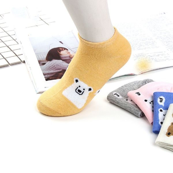 

salenew polar on bear women girls cute cartoon ladies short socks, Black;white