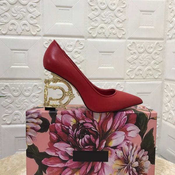 

summer shallow mouth women's shoes luxury designer metal buckle high heel brand pointed shoes, Red;white