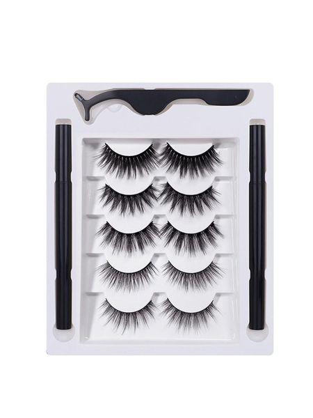 

false eyelashes magnetic eyeliner with 5 pairs set lash and kit self adhesive