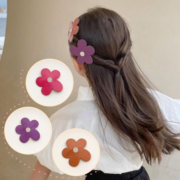 

hair accessories children's cute beautiful colorful pu flowers bb clip headwear sweet girl princess fashion hairpins kids, Slivery;white