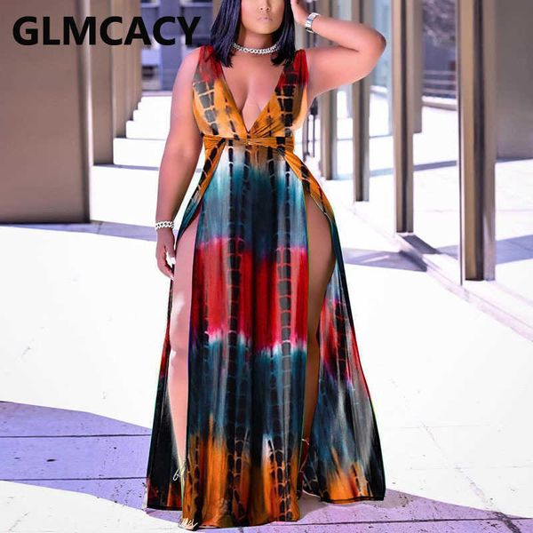 

sleeveless v neck high slit maxi dress elegant evening party long dresses 210702, Black;gray