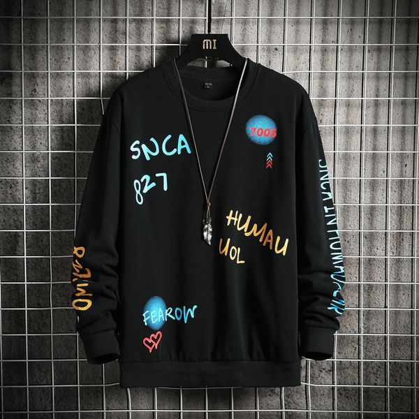 

new 2021 solid color print black white sweatshirt men's hoodies spring autumn hoody casual streetwear clothes v2j6
