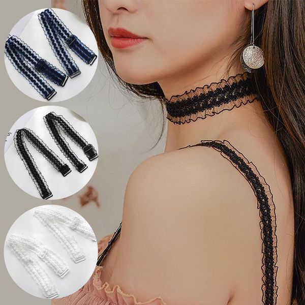 

women's g-strings 3/2/1pair bra invisible hollowed lace flower double shoulder straps anti skid strap clothing accessories, Black;white