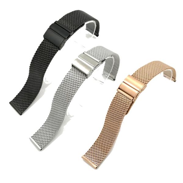 

watch bands milanese quick release watchband 18mm 20mm 22mm universal stainless steel metal band strap bracelet black rose gold, Black;brown