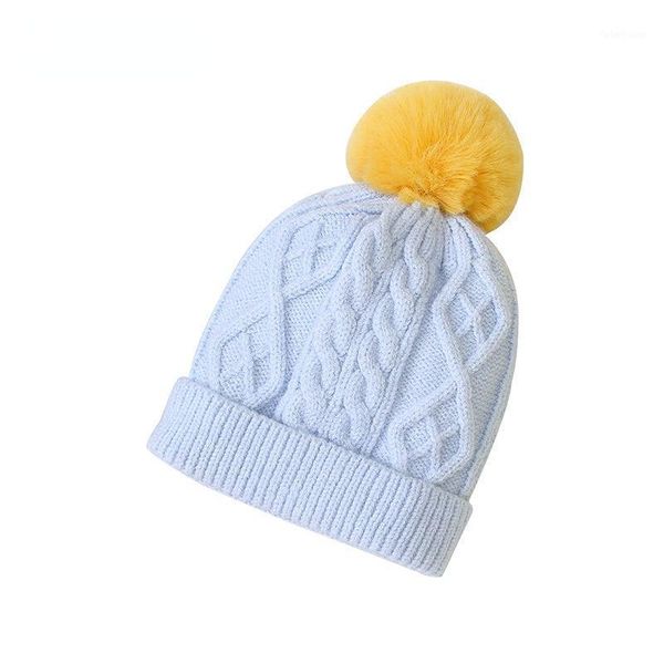 

caps & hats beanies baby hat pompon winter children knitted cute cap kids girls boys warm knit ear solid 6-24m1, Yellow