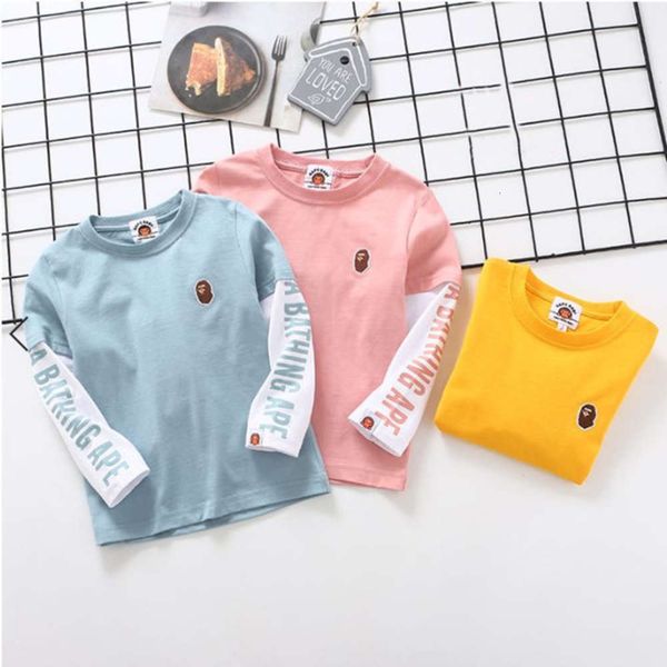 

chinese cartoon autumn undershirt cotton fashion brand new children's clothing long sleeve t-shirt, Blue