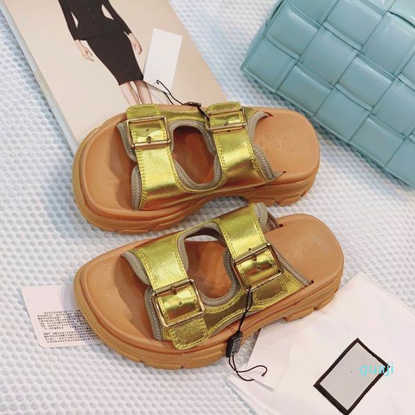 

silver gold metal leather slides white cowskin real leather platform designer sandals luxury women designer, Black