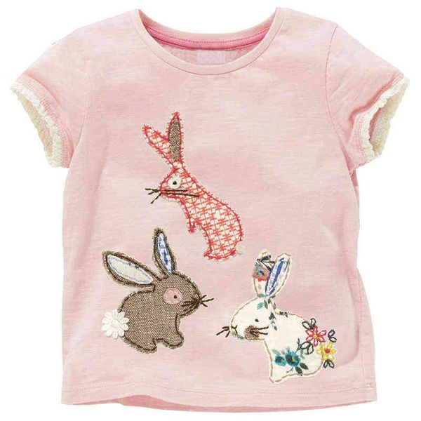 Cute Rabbit 2021 Summer Bebe Girls t-shirt Marca 100% cotone Baby Girl Clothes Bambini tshirt manica corta infantile Tee Tops G1224