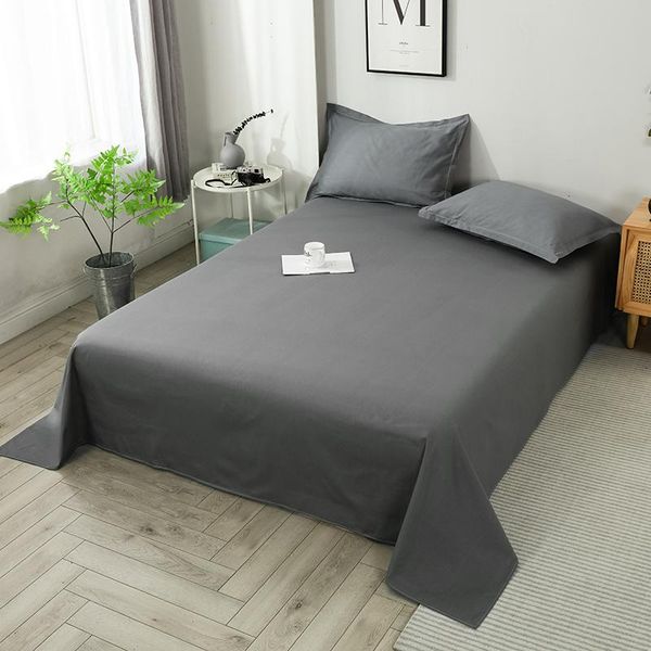 

new fashion cotton bed sheet sets twin full  king size gray flat sheet pillowcase solid bed bedding set