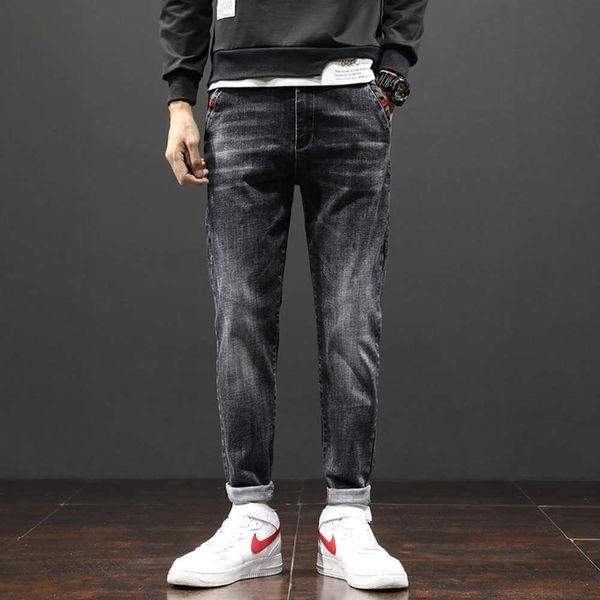 

2021autumn and winter jeans men's loose straight black grey versatile youth korean fashion brand pants, Blue