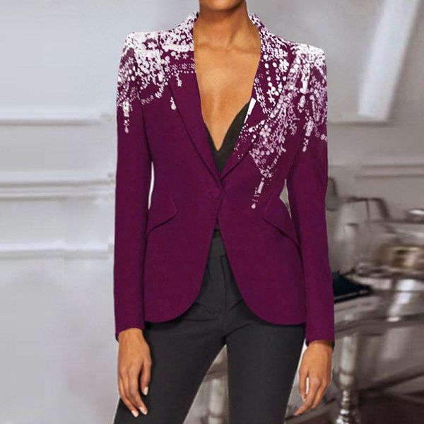 

women's suits & blazers elegant ol lady blazer women printed long sleeve suit 2021 vonda lapel collar pleated button up jackets feminin, White;black