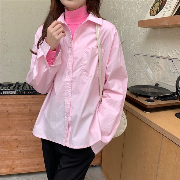 

new ol loose casual streetwear outwear 2021 korean all match sweet chic stylish office lady brief shirts clothe 7imh, White