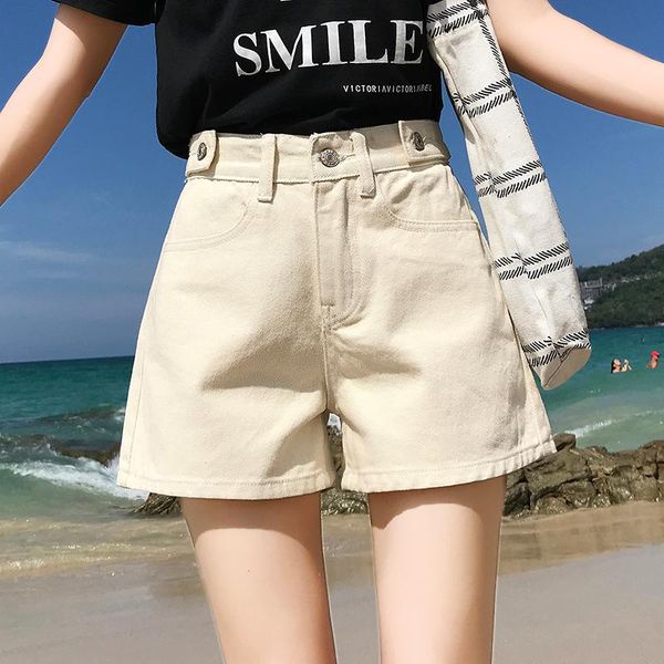 

women's jeans 2021 summer plus size thin denim shorts women 3xl casual slim high waist all-match loose wide legs mw651, Blue