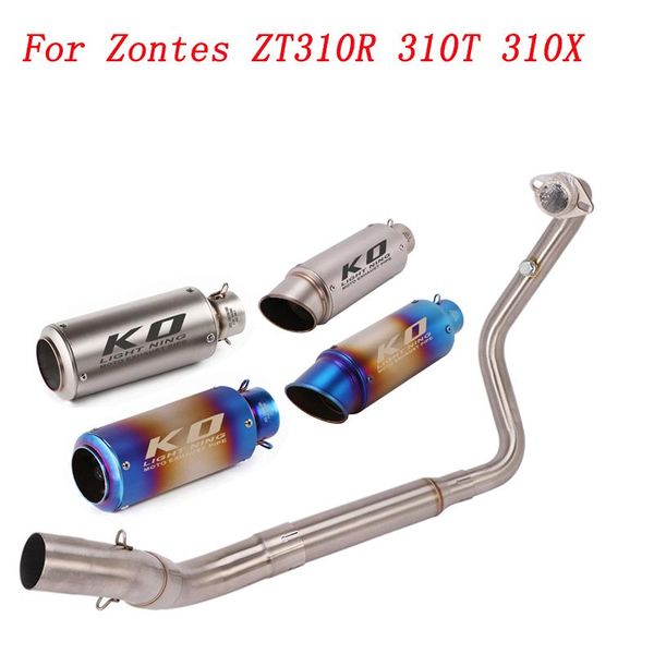 

motorcycle exhaust system slip on front connect tube and 51mm tail pipe stainless steel for zontes zt310r 310t 310x
