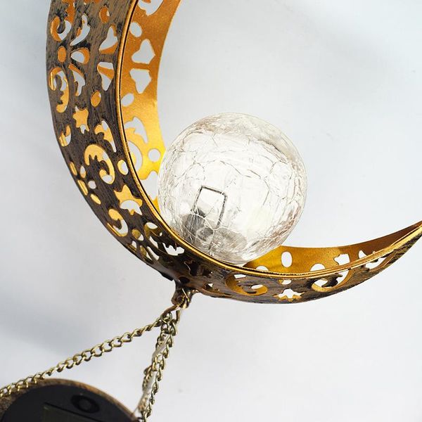 

decorative objects & figurines moon/sun crackle glass ball wind chimes led solar light moon decor for outside outdoor gardening gifts js23
