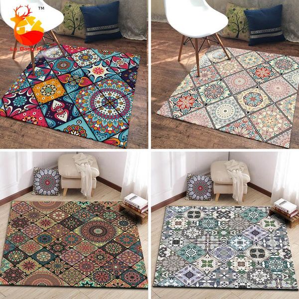 

carpets ethnic style bohemian color european-style floral square living room bedroom floor mats carpet tables and chairs non-slip