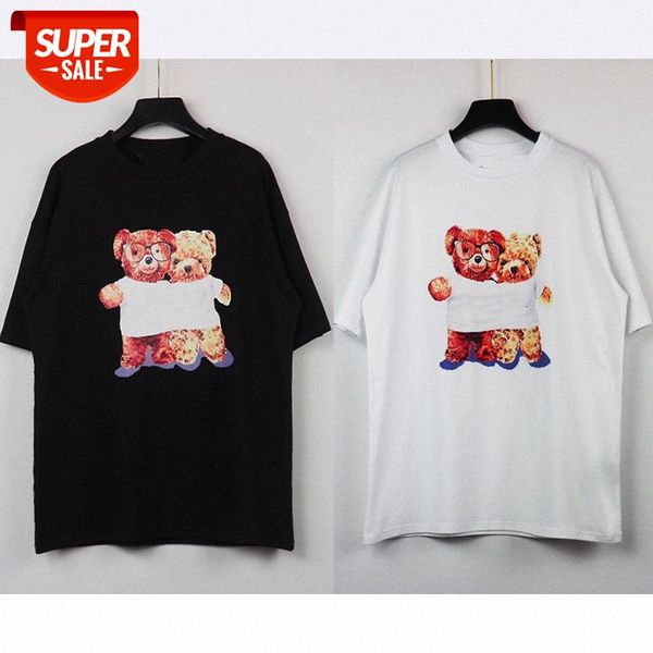 

streetwear men high street hip hop style loose casual strawberry bear couples short sleeve t-shirt #ig8b, White;black