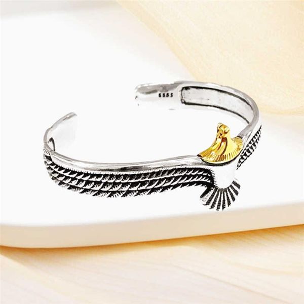 

bangle viking eagle valentines day gift for boyfriend adjustable open tribal wildlife jewelry lndian wing, Black