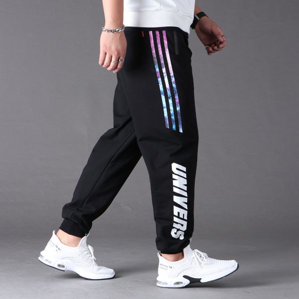 

plus-sized plus size workout pants mens spring loose tappered plus size sweatpants fat guy casual pants mens stylish loose wear pants, Black