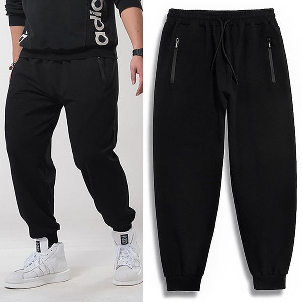 

loose spring and autumn straight sports and leisure all-match trousers men plus size korean version of the trend of fat, Black