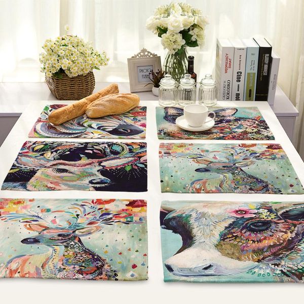 

mats & pads cammitever colorful cat zebra bird deer animal dinner mat kitchen bar accessories dining table bowl pad decoration