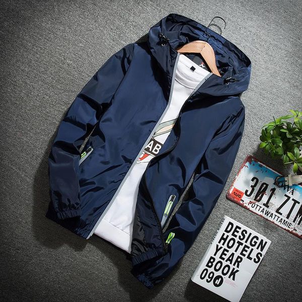 

men's jackets waterproof jacket spring summer 2021 casual pure fashion fit men's hood zipper luminous baseball 7xl, Black;brown