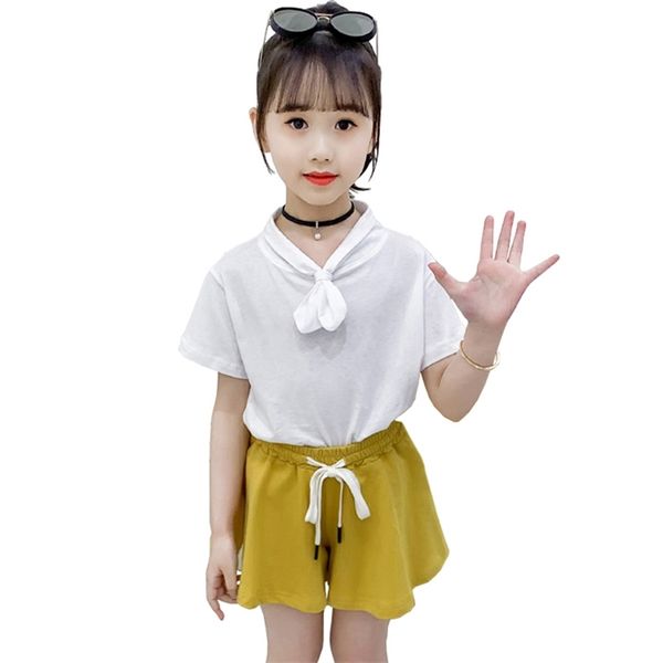 

teen girls clothing solid tshirt + skirt tracksuits for casual style kids clothes summer 6 8 10 12 14 210527, White
