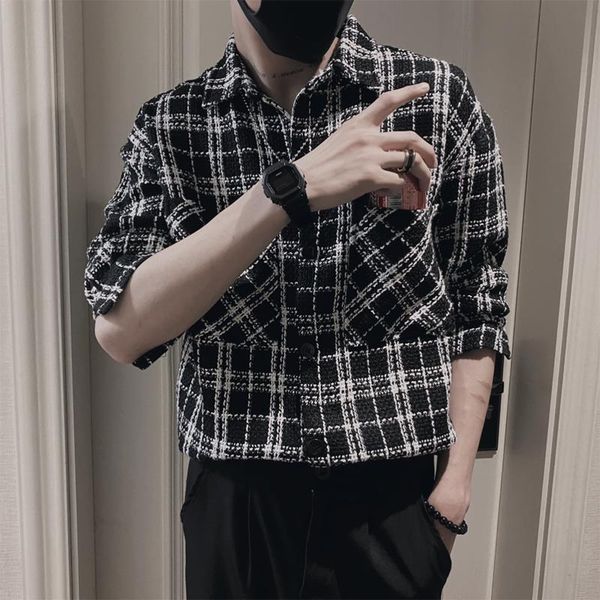 

men's jackets plaid mens wool trench coat 2021 autumn winter casual slim fit coats fashion male steetwear windbreaker chaquetas hombre, Black;brown