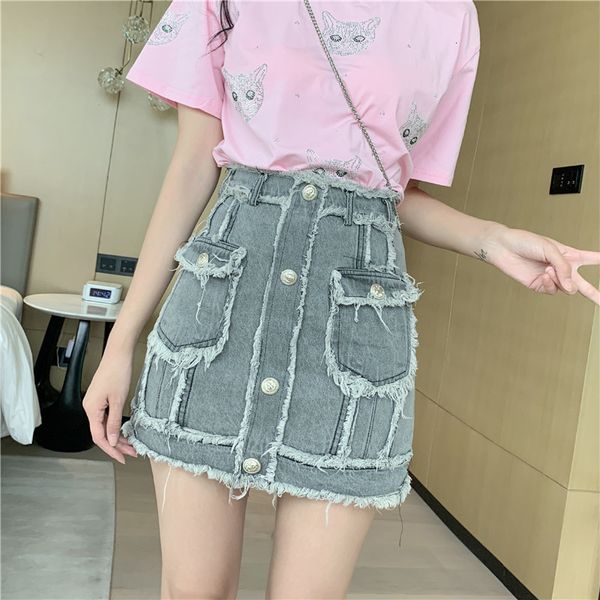 

get out women's 2021 new retro wool heavy beard high waist thin breast jeans hip skirt t8cw, Black