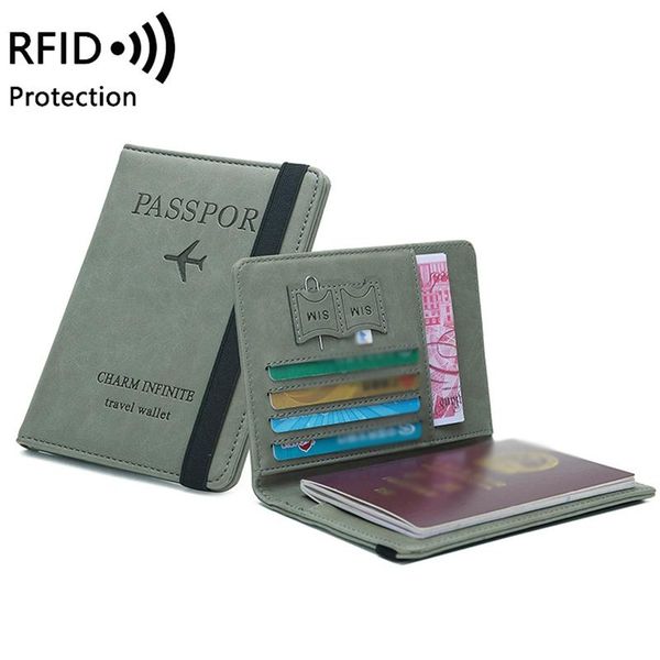 

card holders rfid business passport covers holder multi-function id bank women men pu leather wallet case travel accessories #40, Brown;gray